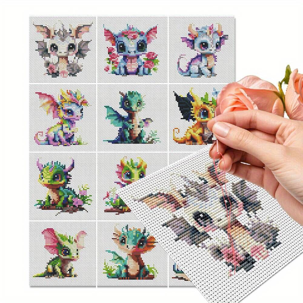 12Pcs Dragon Cross Stitch 11CT - Photography Geometry 评论和价格